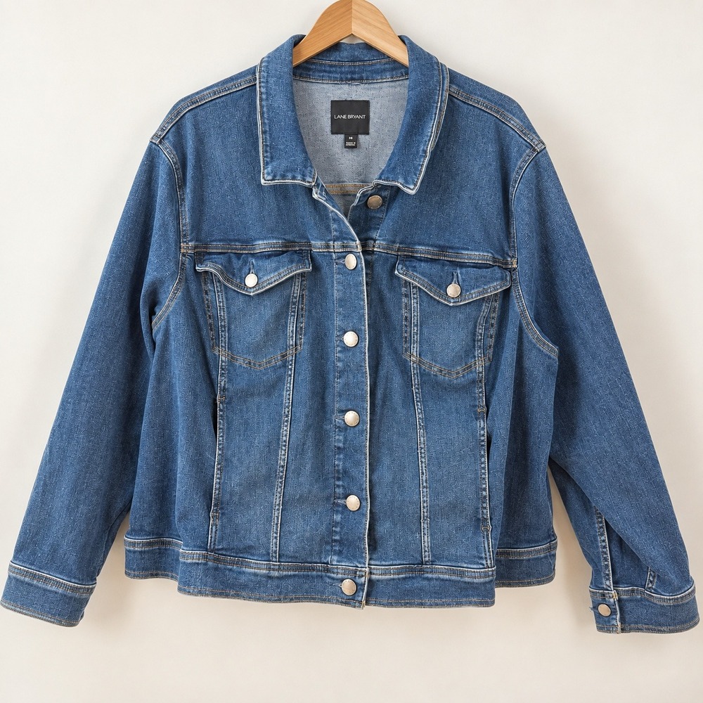 Lane Bryant Denimcore Trucker Jacket Women 28 Blue Stretch Classic Casual Core